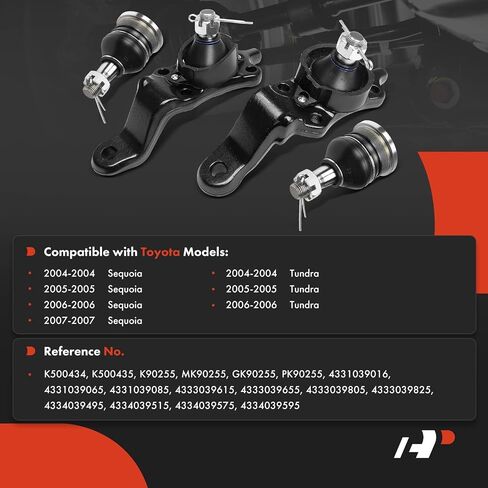 مجموعة A-Premium مكونة من 4 قطع، مجموعة مفاصل كروية أمامية علوية وسفلية، متوافقة مع Toyota Tundra 2004-2006، Sequoia 2004-2007 in Saudi Arabia