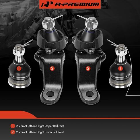 مجموعة A-Premium مكونة من 4 قطع، مجموعة مفاصل كروية أمامية علوية وسفلية، متوافقة مع Toyota Tundra 2004-2006، Sequoia 2004-2007 in Saudi Arabia