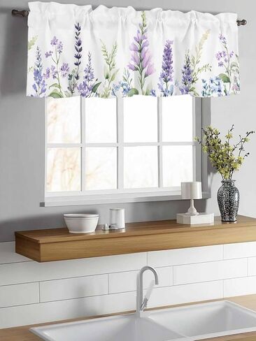 SYQS03387 Window Valance, 54x18 Inch Rod Pocket Valance Curtains for Bedroom & Living Room, CLIAHAU Kitchen Valances, 1 Panel Valances for Windows Home Décor, Easy to Install in Saudi Arabia