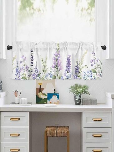 SYQS03387 Window Valance, 54x18 Inch Rod Pocket Valance Curtains for Bedroom & Living Room, CLIAHAU Kitchen Valances, 1 Panel Valances for Windows Home Décor, Easy to Install in Saudi Arabia