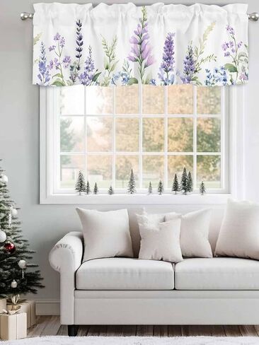 SYQS03387 Window Valance, 54x18 Inch Rod Pocket Valance Curtains for Bedroom & Living Room, CLIAHAU Kitchen Valances, 1 Panel Valances for Windows Home Décor, Easy to Install in Saudi Arabia