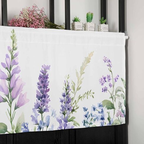 SYQS03387 Window Valance, 54x18 Inch Rod Pocket Valance Curtains for Bedroom & Living Room, CLIAHAU Kitchen Valances, 1 Panel Valances for Windows Home Décor, Easy to Install in Saudi Arabia