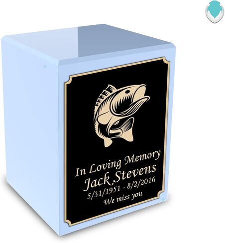 GetUrns Custom Angel Small Urn Box for Human Ashes I Personalized Wooden Keepsake Cremation Urn for Male or Female I Light Blue Memorial Box I 40lbs in Saudi Arabia