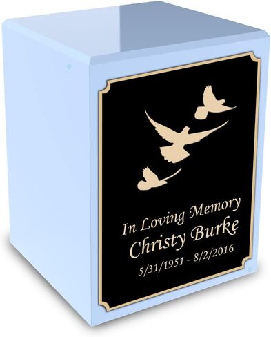 GetUrns Custom Angel Small Urn Box for Human Ashes I Personalized Wooden Keepsake Cremation Urn for Male or Female I Light Blue Memorial Box I 40lbs in Saudi Arabia