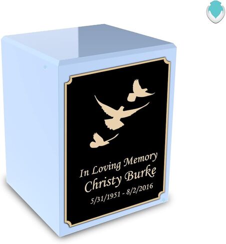 GetUrns Custom Angel Small Urn Box for Human Ashes I Personalized Wooden Keepsake Cremation Urn for Male or Female I Light Blue Memorial Box I 40lbs in Saudi Arabia