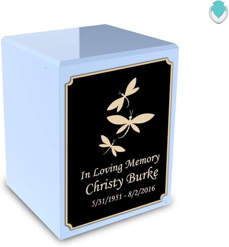 GetUrns Custom Angel Small Urn Box for Human Ashes I Personalized Wooden Keepsake Cremation Urn for Male or Female I Light Blue Memorial Box I 40lbs in Saudi Arabia