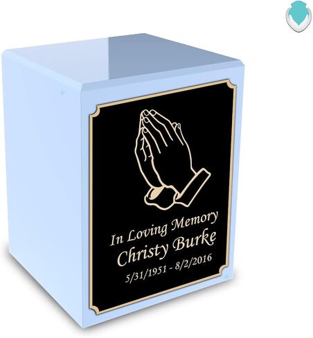GetUrns Custom Angel Small Urn Box for Human Ashes I Personalized Wooden Keepsake Cremation Urn for Male or Female I Light Blue Memorial Box I 40lbs in Saudi Arabia