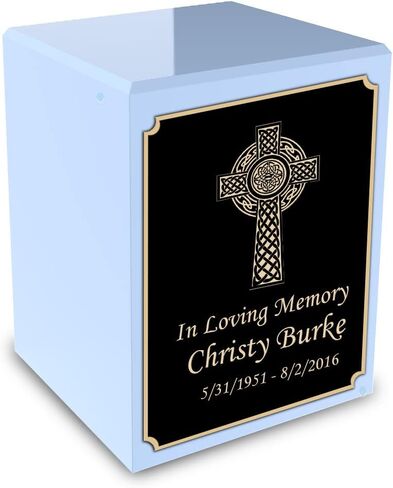 GetUrns Custom Angel Small Urn Box for Human Ashes I Personalized Wooden Keepsake Cremation Urn for Male or Female I Light Blue Memorial Box I 40lbs in Saudi Arabia