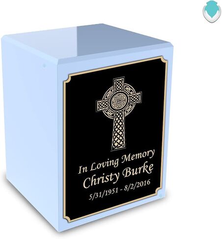 GetUrns Custom Angel Small Urn Box for Human Ashes I Personalized Wooden Keepsake Cremation Urn for Male or Female I Light Blue Memorial Box I 40lbs in Saudi Arabia
