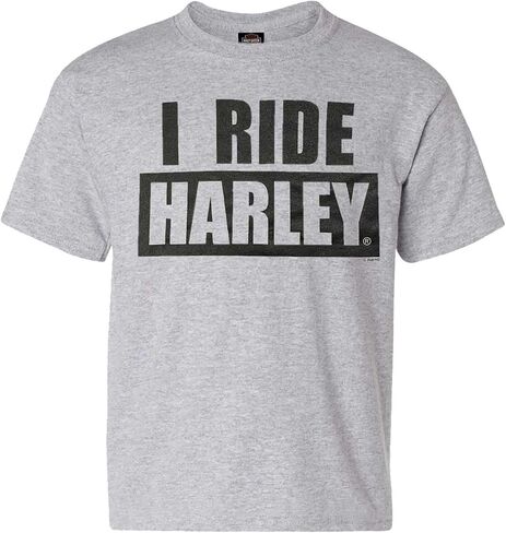 تي شيرت Harley-Davidson Big Boys' I Ride Harley بأكمام قصيرة ورقبة دائرية - رمادي in Saudi Arabia
