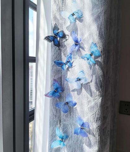 Room Curtains Bathroom Decoration Butterfly, DIY Skirt Butterfly Clips, Pins Decorations (Blue-10PCS) in Saudi Arabia
