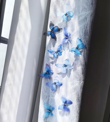 Room Curtains Bathroom Decoration Butterfly, DIY Skirt Butterfly Clips, Pins Decorations (Blue-10PCS) in Saudi Arabia
