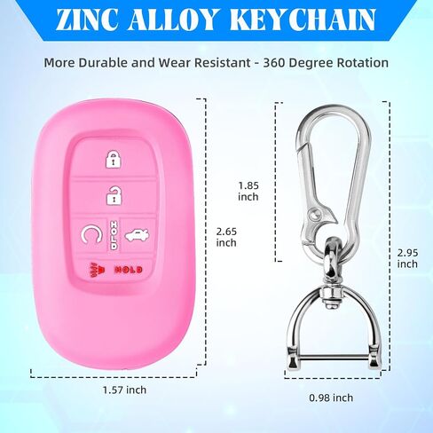 QBUC 2PCS for Honda Key Fob Cover,Silicone Key Case with Keychain Compatible with Honda 2022 2023 2024 2025 Accord Civic HR-V CR-V Pilot Sport SI EX EX-L Touring,5 Buttons(Black+Pink) in Saudi Arabia