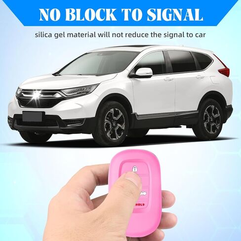 QBUC 2PCS for Honda Key Fob Cover,Silicone Key Case with Keychain Compatible with Honda 2022 2023 2024 2025 Accord Civic HR-V CR-V Pilot Sport SI EX EX-L Touring,5 Buttons(Black+Pink) in Saudi Arabia