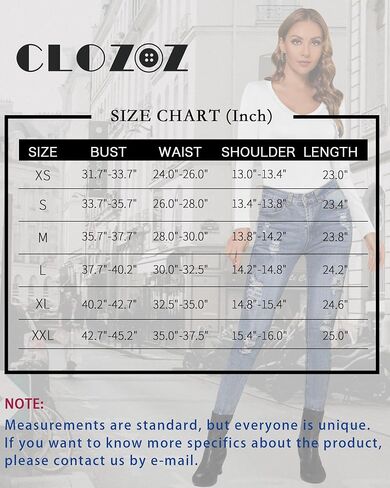 CLOZOZ V Neck Tops Sexy Shirts for Women Fitted Tight T Shirts Basic Tee in Saudi Arabia