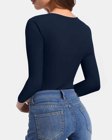 CLOZOZ V Neck Tops Sexy Shirts for Women Fitted Tight T Shirts Basic Tee in Saudi Arabia