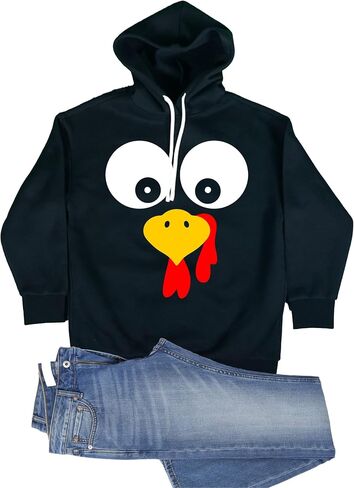 Go All Out Turkey Face Funny Thanksgiving Costume Mens Women Youth Sweatshirt Hoodie in Saudi Arabia