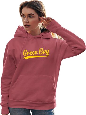 كنزة بغطاء للرأس من Go All Out City Of Green Bay Wisconsin Pride Fashion Script للرجال والنساء in Saudi Arabia