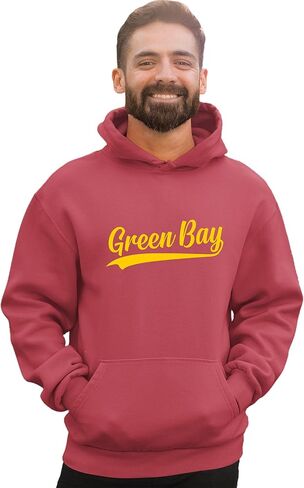 كنزة بغطاء للرأس من Go All Out City Of Green Bay Wisconsin Pride Fashion Script للرجال والنساء in Saudi Arabia