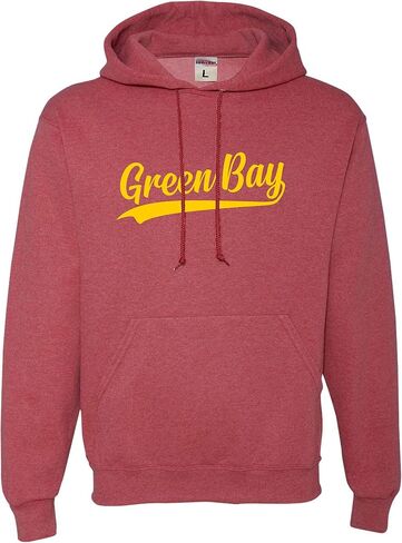 كنزة بغطاء للرأس من Go All Out City Of Green Bay Wisconsin Pride Fashion Script للرجال والنساء in Saudi Arabia