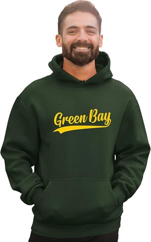 كنزة بغطاء للرأس من Go All Out City Of Green Bay Wisconsin Pride Fashion Script للرجال والنساء in Saudi Arabia