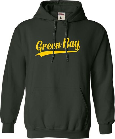 كنزة بغطاء للرأس من Go All Out City Of Green Bay Wisconsin Pride Fashion Script للرجال والنساء in Saudi Arabia