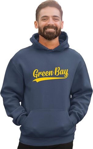 كنزة بغطاء للرأس من Go All Out City Of Green Bay Wisconsin Pride Fashion Script للرجال والنساء in Saudi Arabia