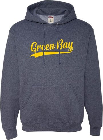 كنزة بغطاء للرأس من Go All Out City Of Green Bay Wisconsin Pride Fashion Script للرجال والنساء in Saudi Arabia