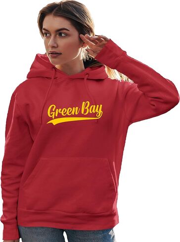 كنزة بغطاء للرأس من Go All Out City Of Green Bay Wisconsin Pride Fashion Script للرجال والنساء in Saudi Arabia
