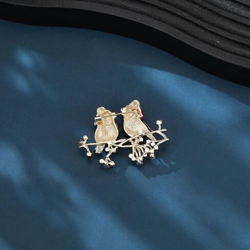 Christmas Bird Couple Brooch, Festive Berries & Birds Pin in Saudi Arabia