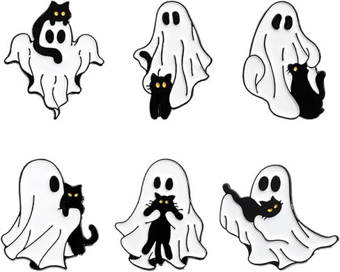 4 Pcs Cute Ghost Enamel Pins Set for Women Men Cartoon Spooky Skeleton Pins Goth Novelty Jacket Backpack Hat Clothes Decor Accessories Halloween Jewelry Gifts in Saudi Arabia