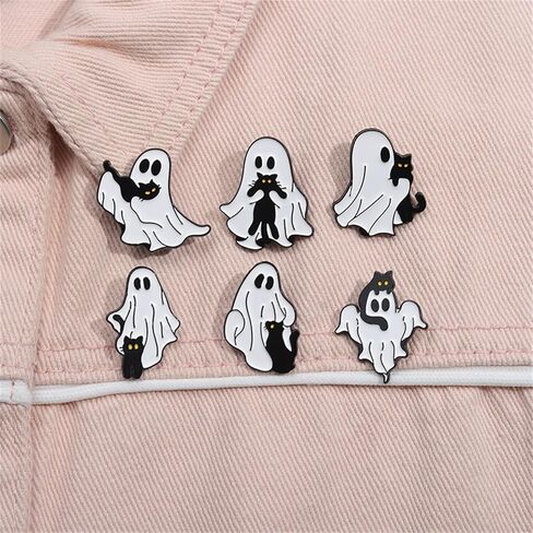 4 Pcs Cute Ghost Enamel Pins Set for Women Men Cartoon Spooky Skeleton Pins Goth Novelty Jacket Backpack Hat Clothes Decor Accessories Halloween Jewelry Gifts in Saudi Arabia