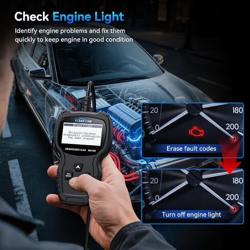 الماسح الضوئي obd2 MA100 قارئ رمز السيارة الاحترافي obdii أداة المسح الضوئي لفحص ضوء المحرك وقراءة رموز أخطاء المحرك الواضحة لجميع مركبات بروتوكول obd2 لعام 1996 والأحدث وسهولة استخدام التوصيل والتشغيل in Saudi Arabia