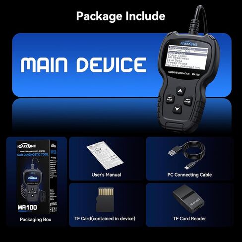 الماسح الضوئي obd2 MA100 قارئ رمز السيارة الاحترافي obdii أداة المسح الضوئي لفحص ضوء المحرك وقراءة رموز أخطاء المحرك الواضحة لجميع مركبات بروتوكول obd2 لعام 1996 والأحدث وسهولة استخدام التوصيل والتشغيل in Saudi Arabia
