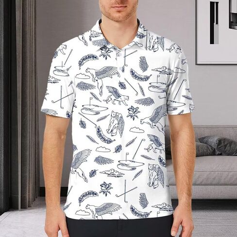 Men's-Polo-Shirts Dry Fit Casual Moisture Wicking Short Sleeve Summer Golf Floral Shirts in Saudi Arabia