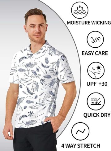 Men's-Polo-Shirts Dry Fit Casual Moisture Wicking Short Sleeve Summer Golf Floral Shirts in Saudi Arabia