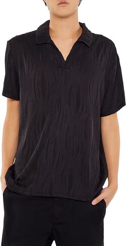Forever 21 Men's Textured Slim-fit V-Neck Polo Shirt in Saudi Arabia
