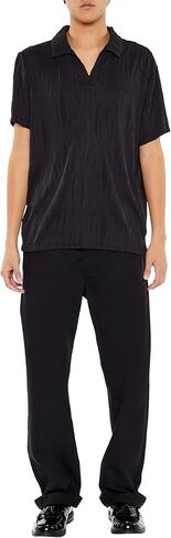 Forever 21 Men's Textured Slim-fit V-Neck Polo Shirt in Saudi Arabia