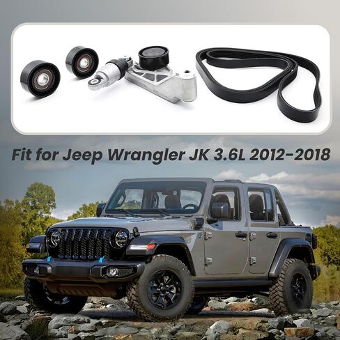 ASTROSYNC Serpentine Belt Tensioner Drive Component Kit Fit for Jeep Wrangler JK 3.6L 2012-2018 Replace 90K-39415 39415 4627038AA 49856 89689 36816 4627039AA in Saudi Arabia