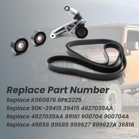 ASTROSYNC Serpentine Belt Tensioner Drive Component Kit Fit for Jeep Wrangler JK 3.6L 2012-2018 Replace 90K-39415 39415 4627038AA 49856 89689 36816 4627039AA in Saudi Arabia