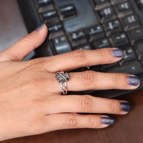 خاتم نيزك من الفضة الإسترليني عيار 925 - مجوهرات أحجار كريمة نيزكية خشنة طبيعية للرجال والنساء in Kuwait