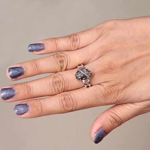 خاتم نيزك من الفضة الإسترليني عيار 925 - مجوهرات أحجار كريمة نيزكية خشنة طبيعية للرجال والنساء in Kuwait