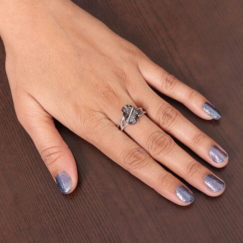 خاتم نيزك من الفضة الإسترليني عيار 925 - مجوهرات أحجار كريمة نيزكية خشنة طبيعية للرجال والنساء in Kuwait