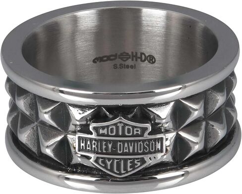 Harley-Davidson Men's Pyramid Steel Stud Bar & Shield Band Ring- Stainless Steel in Saudi Arabia