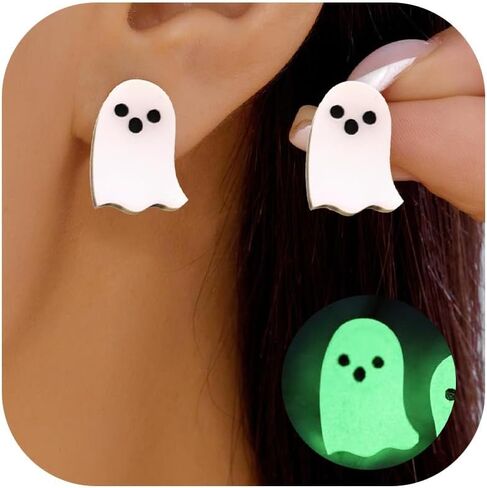 Halloween Earrings for Women Ghost Glow in the Dark Earrings Adopt A Ghost Spooky Cute Halloween Jewelry Costume Accessories Party Favors in Saudi Arabia