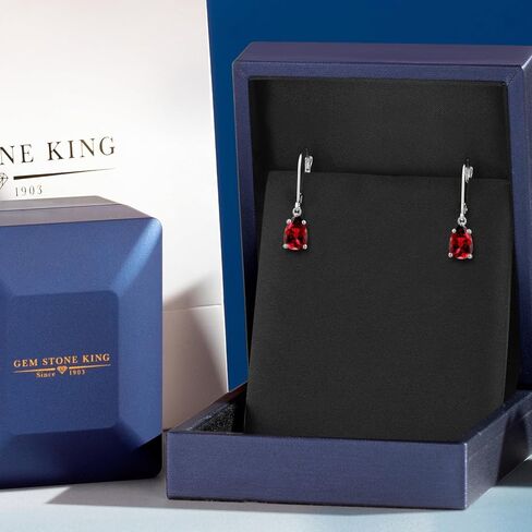 أقراط متدلية على شكل دمعة من الذهب الأبيض عيار 14 قيراط من Gem Stone King وحجر الميلاد والأحجار الكريمة للنساء | شكل كمثرى 8 × 5 مم in Saudi Arabia