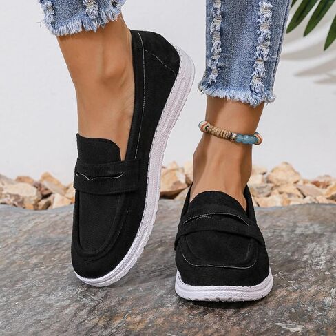 Women's Classic Comfort Suede Penny Loafers Casual Shoes Slip-Ons Lightweight Walking Flats Driving Mocs Boat Shoes in Saudi Arabia