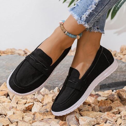 Women's Classic Comfort Suede Penny Loafers Casual Shoes Slip-Ons Lightweight Walking Flats Driving Mocs Boat Shoes in Saudi Arabia