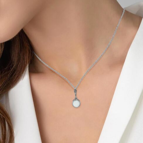 Silver-tone Textured Handle 4-5X Magnifier Glass Necklace 30" in Saudi Arabia