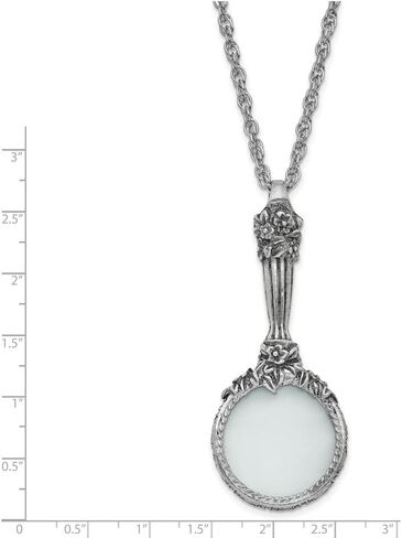 Silver-tone Textured Handle 4-5X Magnifier Glass Necklace 30" in Saudi Arabia